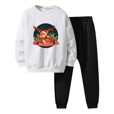 

Uvwlwu Christmas Outfits for Baby Girls Long Sleeve Letter Print Shirt Tops And Pants 2PCS Child Set&Outfits Fall Winter Clothes Christmas Gifts(Size:7-8 Years)