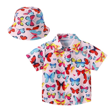 

Hbdhejl Toddler Boys Girls Shirts Short Sleeve Summer Casual Cartoon Prints Gentleman Tops Hawaii Beach Holiday Floral Shirts T Shirt Hat Set Pink 3-4 Years