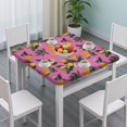 thumbnail image 3 of Yellow Lemon Flowers Pink Pattern Square Fitted Tablecloth with Elastic Edge,Square Table Cover,Washable Elastic Table Cover for Home Kitchen Party Decor 36"x36", 3 of 6