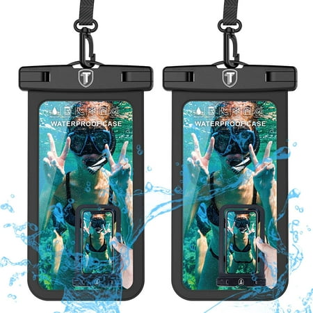 Tiflook Waterproof Phone Case 2-Pack IPX8 Black Pouch Dry Bag for Samsung Galaxy S23 Ultra Plus Note 20 S22 S21 FE A14 A03S A13 A23 iPhone 14 13 12 Pro Max XS XR SE 8 7 Moto G Stylus Pure Edge 5G UW