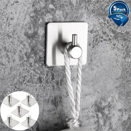 

2024 New Hooks/Hangers/Holders Clearance 5 Pcs Self-Adhesive Towel Hook Wall Hook Stainless Steel Without Drilling