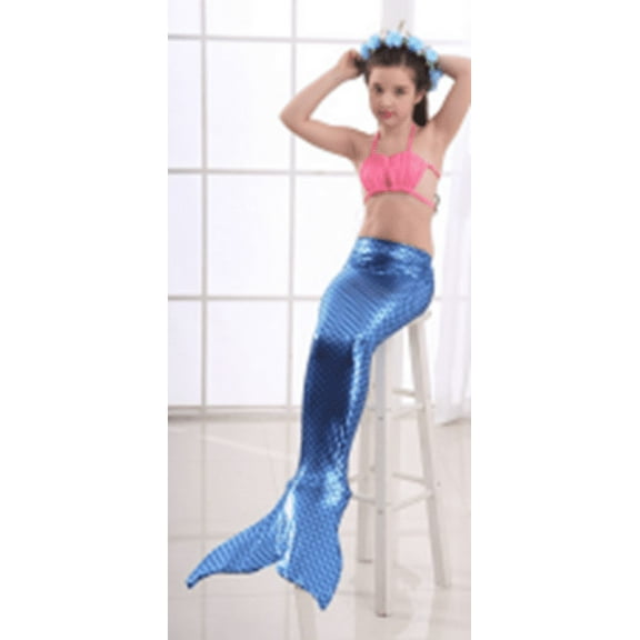 Wenchoice Pink Blue Mermaid Tail 3 Pieces Swimming Suit L(5-6Y)
