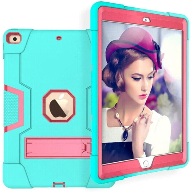 Mignova for New iPad 7th Generation 10.2" 2019 / iPad 10.2 Case, Hybrid Rugged Heavy Duty Defender Shockproof Protective with Built-in Kickstand for Apple iPad 10.2 Inch 2019 (Green/Pink)