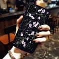 thumbnail image 2 of iPhone 11 Pro Max Floral Case Girls Women Sparkle Glitter Pressed Dry Real Flower Cover Flexible Soft Rubber Crystal Clear Case for iPhone 11 Pro Max (Flower-Black Case), 2 of 10