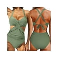 thumbnail image 4 of Women Sexy  Criss Cross Halter One Piece Swimsuit Monokini Cutout Tummy Control Bathing Suit Swimwearg, 4 of 5