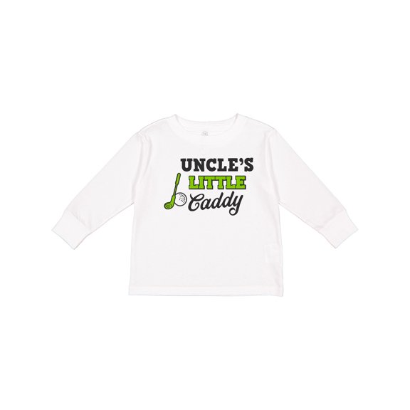 Inktastic Uncles Little Caddy with Golf Club and Ball Boys or Girls Long Sleeve Toddler T-Shirt