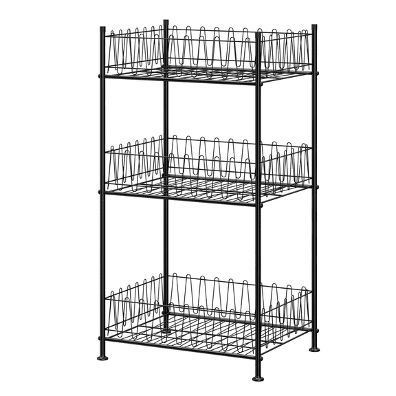 3-Tier Metal Storage Rack with Baskets, Multi - Purpose Shelf Organizer for Kitchen, Bathroom, Bedroom