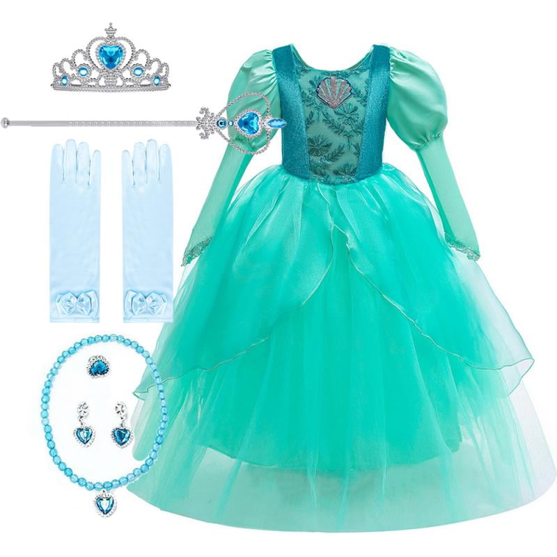 Girls Princess Mermaid Dress Up Costume with Accessories