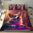thumbnail image 1 of Corgi Conjunto de sábanas temático, trío de piezas, cómodo y amigable con la piel, diseño único, regalo de decoración para el hogar para familiares, amigos y fans, 90 cm * 190 cm, 1 of 6