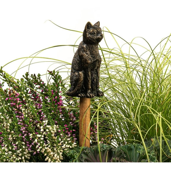 Cane Companions Decorative Cat Cane or Stake Topper Antique Bronze Color