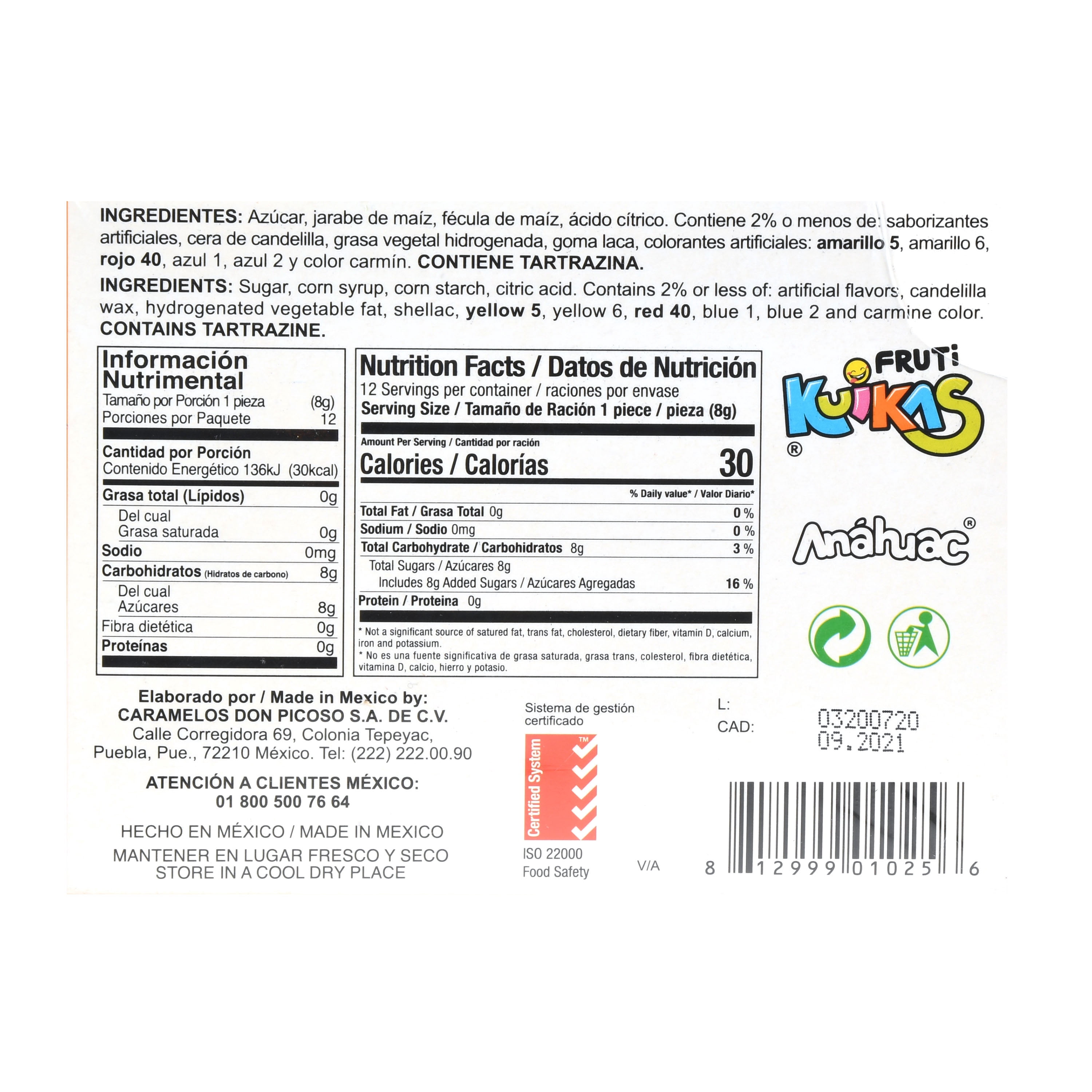 (4 pack) Anahuac Fruti Kuikas Sour Candy Balls 12 pcs