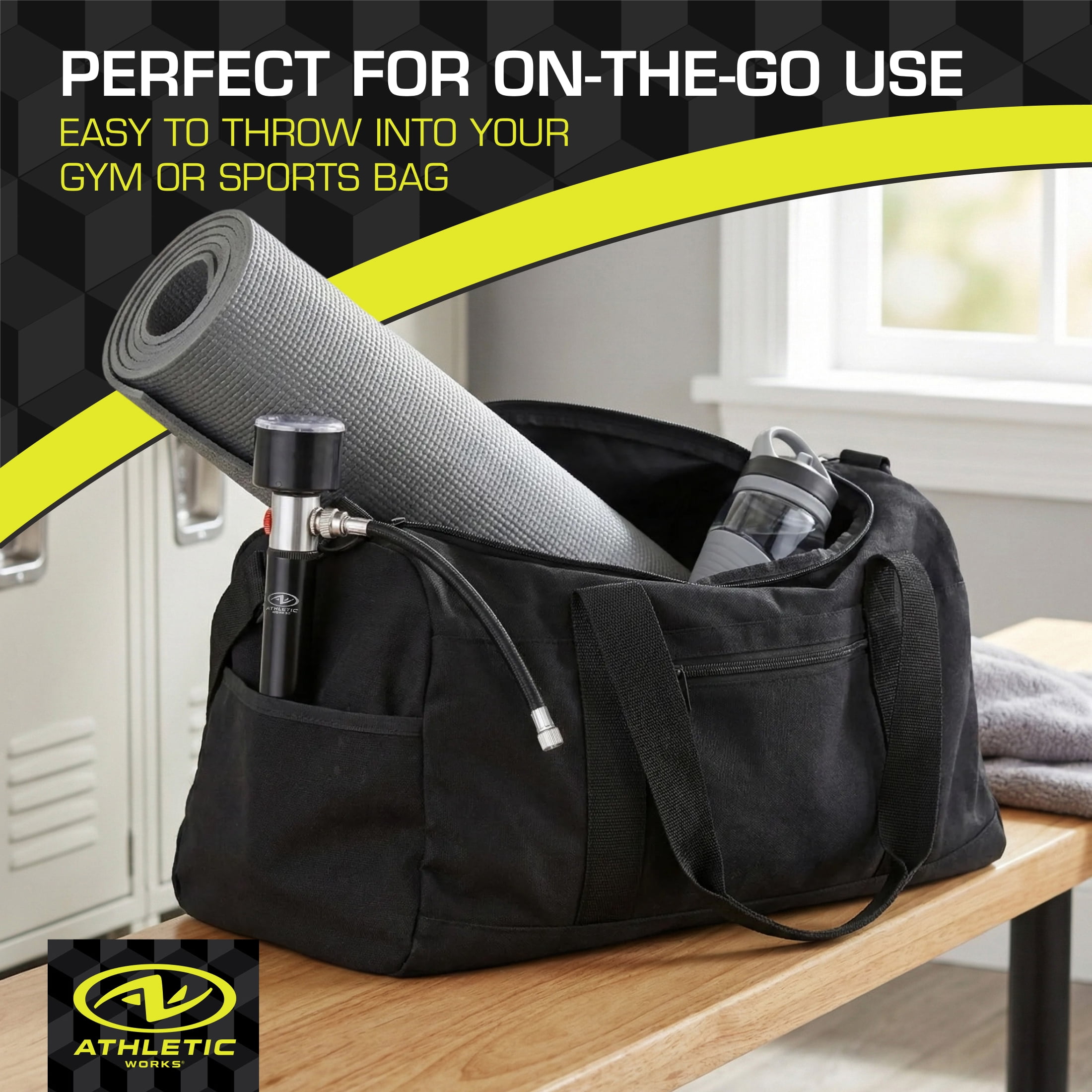Athletic Works Sports Ball Pump with Pressure Gauge, Hose & Needle, Quick & Easy Inflation