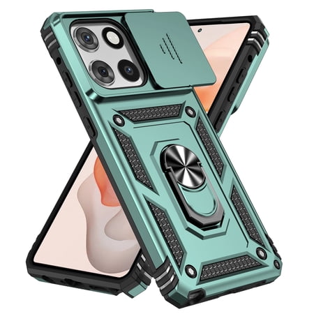 Kryonix for Motorola Moto G Stylus 2026 6.7” case,Military Grade Drop Impact,360 Metal Rotating Ring Kickstand Holder,Camera Lens Slide Protection Case,Armor Shockproof Case,TPU Bumper,Green