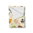 thumbnail image 2 of Cartoon Soft Flannel Fleece Throw Blanket, Animals with Simplistic Art Design Lion Bear Bunny Cow with Flowers, Cozy Plush for Indoor and Outdoor Use, 70" x 90", Multicolor, by Ambesonne, 2 of 5