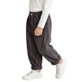 thumbnail image 3 of cfhntfmh Kids Corduroy Pants Casual Baggy Elastic Waisted Pants with Pocket Fall Winter Fashion Outfit (Dark Grey,7-8 Years), 3 of 5