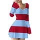 thumbnail image 3 of TaTaai Women's V Neck Long Sleeve Dress Striped Print with Ruffle Trim Elastic High Waist with Belt Casual Fall Winter Outfits Gift, 3 of 5