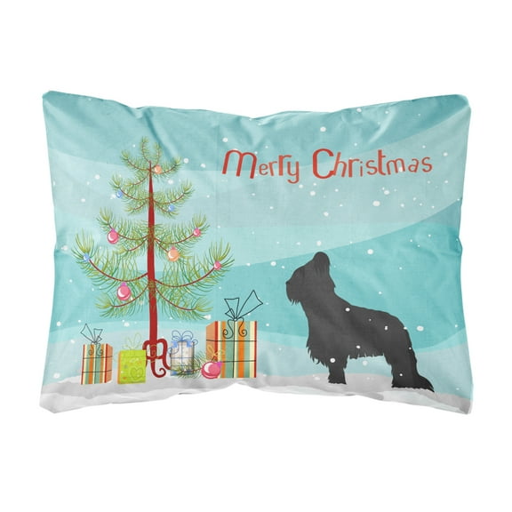 Carolines Treasures BB2944PW1216 Briard Merry Christmas Tree Canvas Fabric Decorative Pillow, 12H x16W, multicolor