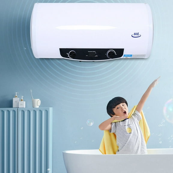1500W Electric Water Heater with Indicator Light, 80L Wall Mounted Quick Heating Storage Tank for Household 110V