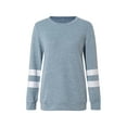 thumbnail image 3 of Rejlun Women Tee Long Sleeve T Shirt Color Block T-shirt Loose Tunic Blouse Comfy Dailywear Sweatshirts Blue XXL, 3 of 7