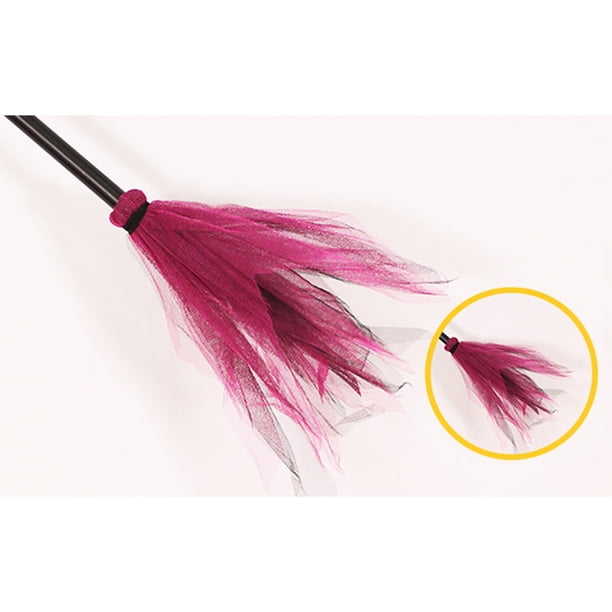 Fiudx Disfraz de Bruja de Halloween con Escoba, Accesorio para Baile, Material de Plástico E Hilo de Red, Ligero (60 G), Decoración para Fiesta de Halloween, Un Detalle Genial, Talla Única.