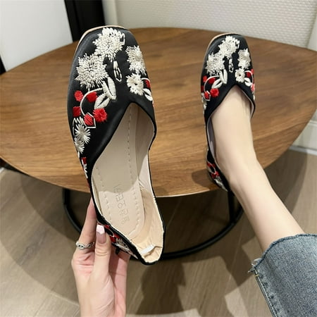 

MIASHUI shoes for women Fashion Autumn Women Casual Shoes Flat Bottom Round Toe Embroidery Lightweight And Comfortable