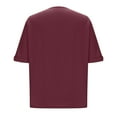 thumbnail image 6 of Ounisa Women's Roll Up Short Sleeve T Shirts Crew Neck Tops Loose Causal Tees with Pocket, 6 of 9