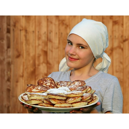 Peel-n-Stick Poster of Cakes Shop Bakery Cook Hash Browns Pancakes Shawl Poster 24x16 Adhesive Sticker Poster