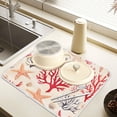 thumbnail image 2 of Yayeee Dish Drying Mat for Kitchen Counter 16" x 18" Microfiber Super Absorbent Coffee Decorative Pad, Retro Starfish, 2 of 9