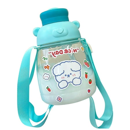 

1000ML Cartoon Water Bottle with Straw Portable Leakproof Drinking Cup for Child