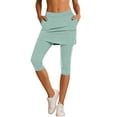 thumbnail image 3 of TGPMGRZ Skirted Leggings for Women Stretchy Breathable Workout Cropped Yoga Pants and Skirts with Pockets Mint Green Size XXL, 3 of 8
