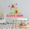 thumbnail image 1 of KIDS ROOM - Adhesive Customized Name Vinyl Animal Décor Sticker Young Giraffe Birds Multicolored Kite Design Removable Kids Bedroom Playroom Wall Decal 30" x 24", 1 of 3