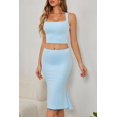 thumbnail image 2 of Conjunto de dos piezas CHYRII para mujer, cuello cuadrado, sin mangas, azul, XL, 2 of 6