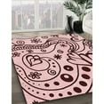thumbnail image 3 of Ahgly Company Machine Washable Indoor Round Transitional Light Red Pink Area Rugs, 3' Round, 3 of 7