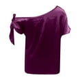 thumbnail image 4 of MIXUE Boho Tops For Women Summer Satin Solid Color Off Shoulder Sleeveless Vest Tshirts Activewear,Purple,S, 4 of 5