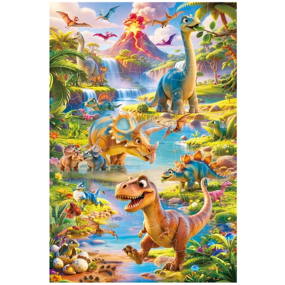 BenBen Floor Puzzles for Kids Ages 3-6, Dinosaur 48 Piece Large Jigsaw Puzzles for Girls Boys