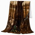 thumbnail image 2 of Chocolate Labrador Hunting Wetlands Scene Rustic Outdoor Art, Peaceful Pet Portrait Pattern, Warm Flannel Blanket for Cabin and Lodge, Dog Lovers Father's Day Gift, Pet Lover Home Decor, 2 of 8