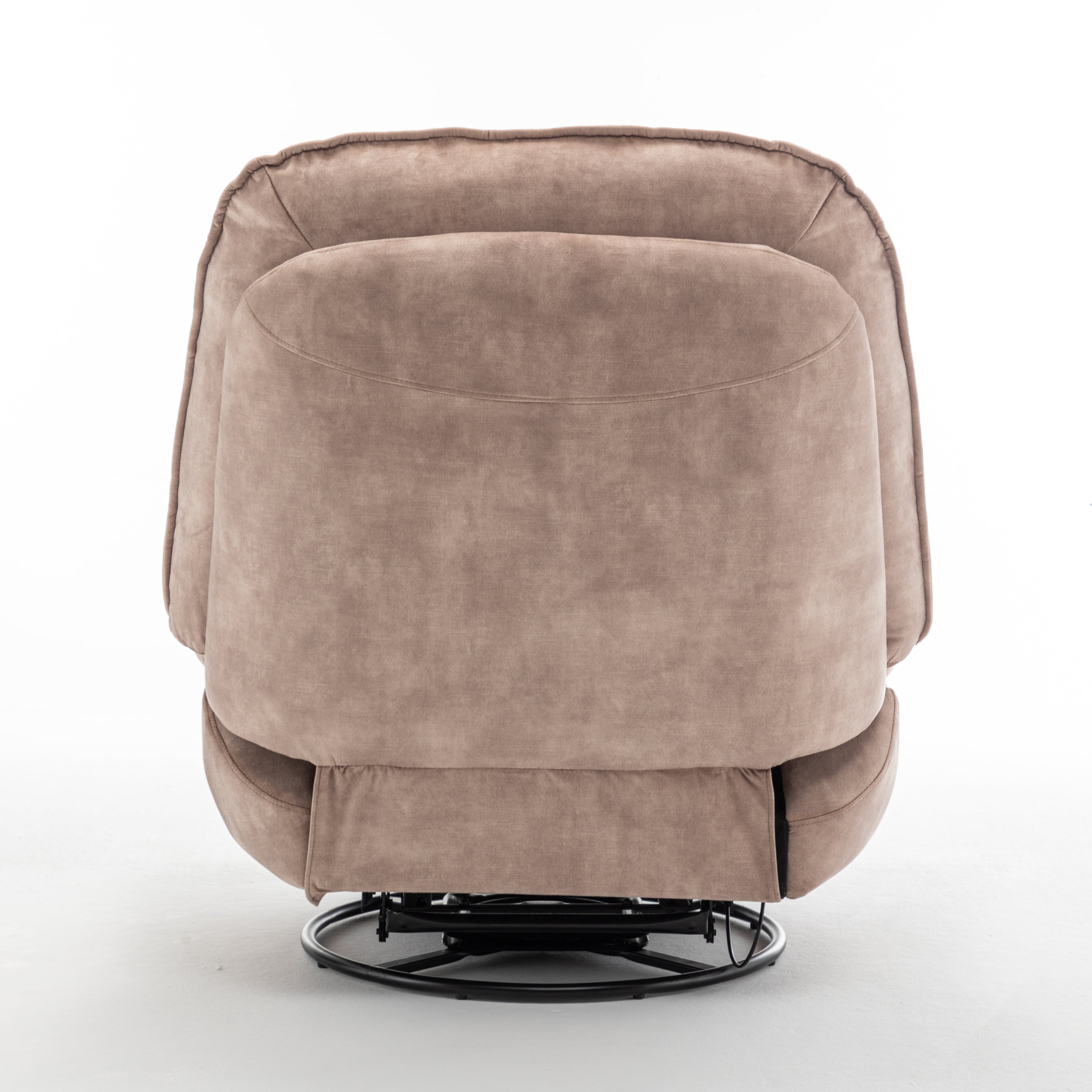 Aukfa Swivel Gliding Recliner Chair, Rocking Chair Lazy Chair W/ Mobile Phone Holder,Velvet,Light Brown