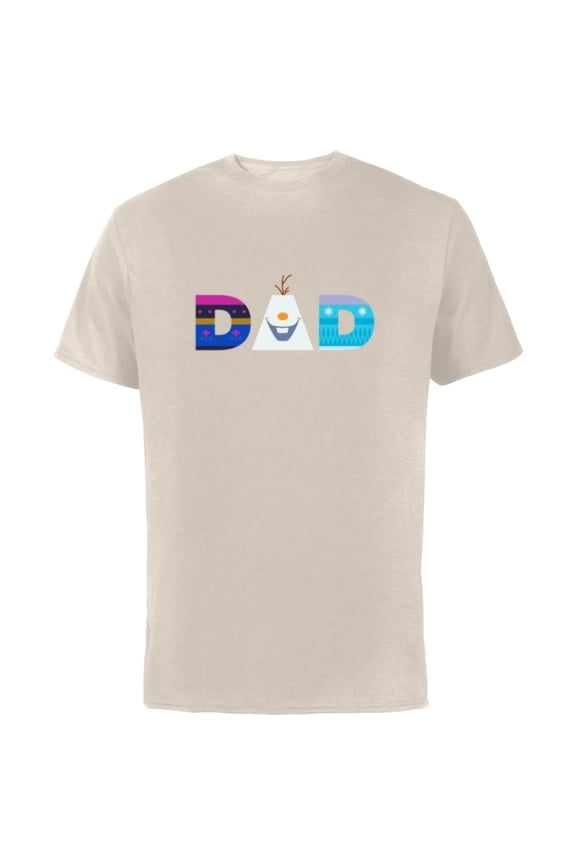 Frozen Elsa Anna Olaf Dad Father's Day Birthday - Short Sleeve Cotton T-Shirt for Adults - Customized-Natural
