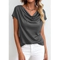 thumbnail image 5 of PRETTYGARDEN Blouses for Women Dressy Casual Summer Cowl Neck Short Sleeve Tops Spring Work Office Teacher Shirts, 5 of 10