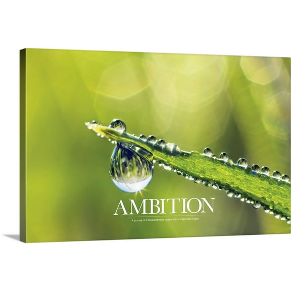 Great BIG Canvas | "Inspirational motivational Poster: A journey of a thousand miles" Canvas Wall Art - 48x32