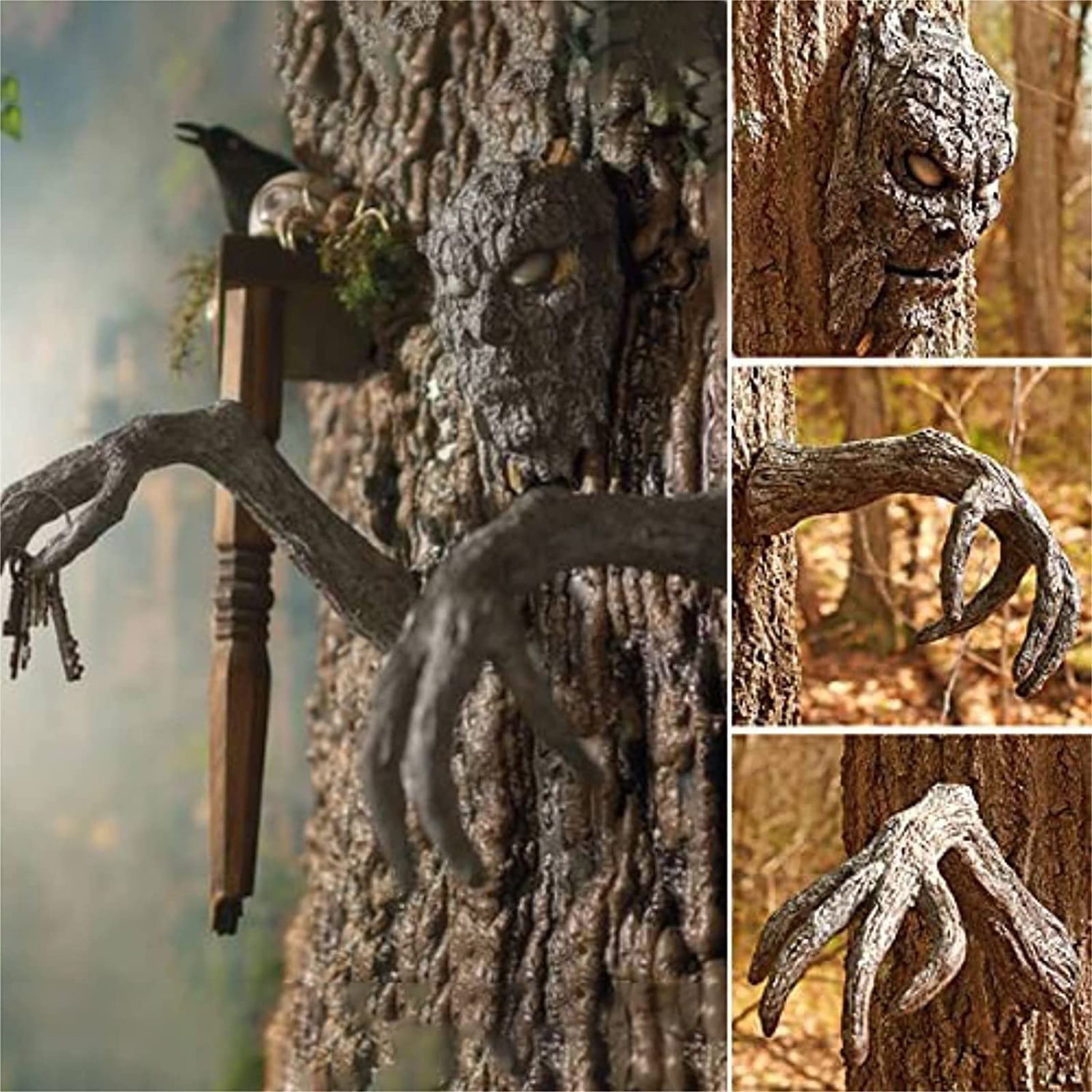 BLEEUS Tree Bark Face Halloween Outdoor Garden Statue Sculpture Decor Halloween Essential