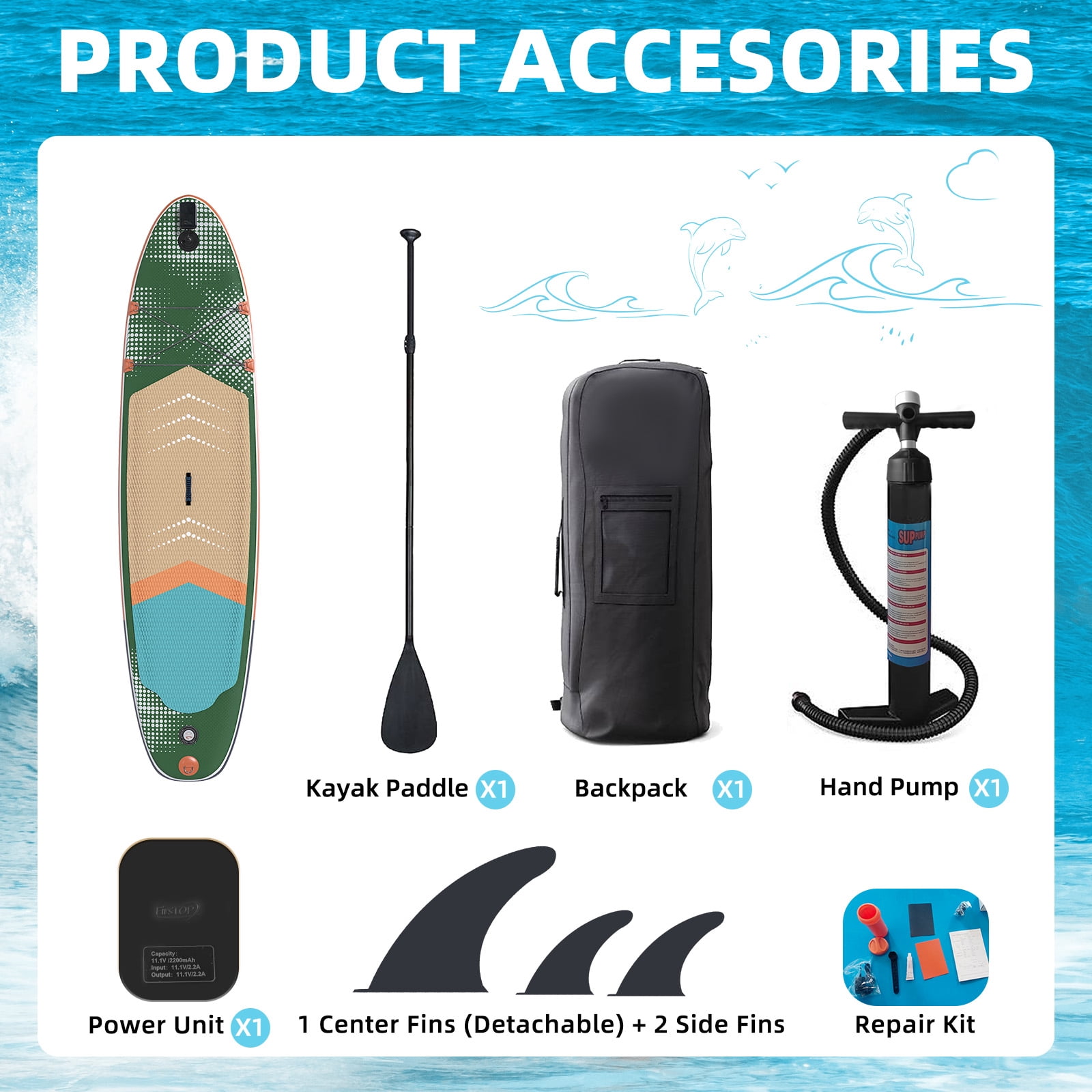 Bezliving 10.6"  LED Inflatable Paddle Board, 7-Color Lighting, Wide Stable Design, Non-Slip Deck, Durable PVC Material for Youth & Adults