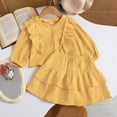 thumbnail image 5 of Amidoa Girls 2 Piece Outfits Summer Clothes Solid Color Cute T-Shirt and Casual Shorts Kids Clothing Sets Yellow Size 6, 5 of 9
