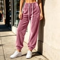 thumbnail image 2 of Women's High Waist Velvet Jogger Sweatpants, Ghalytn Drawstring Elastic Waist Soft Velour Casual Pants with Side Pockets, 2 of 7