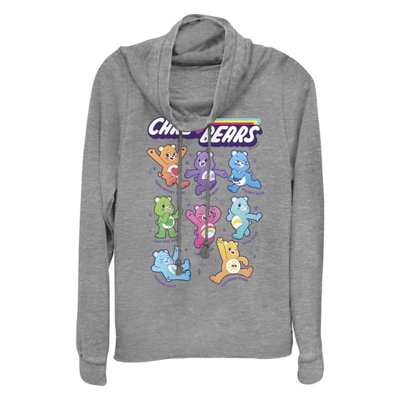 Junior's Care Bears Colored Bear Guide Cowl Neck Sweatshirt