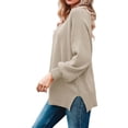 thumbnail image 4 of Fall Winter Crewneck Women Casual Knit Sweater Ribbed Side Slit Loose Pullover, 4 of 5