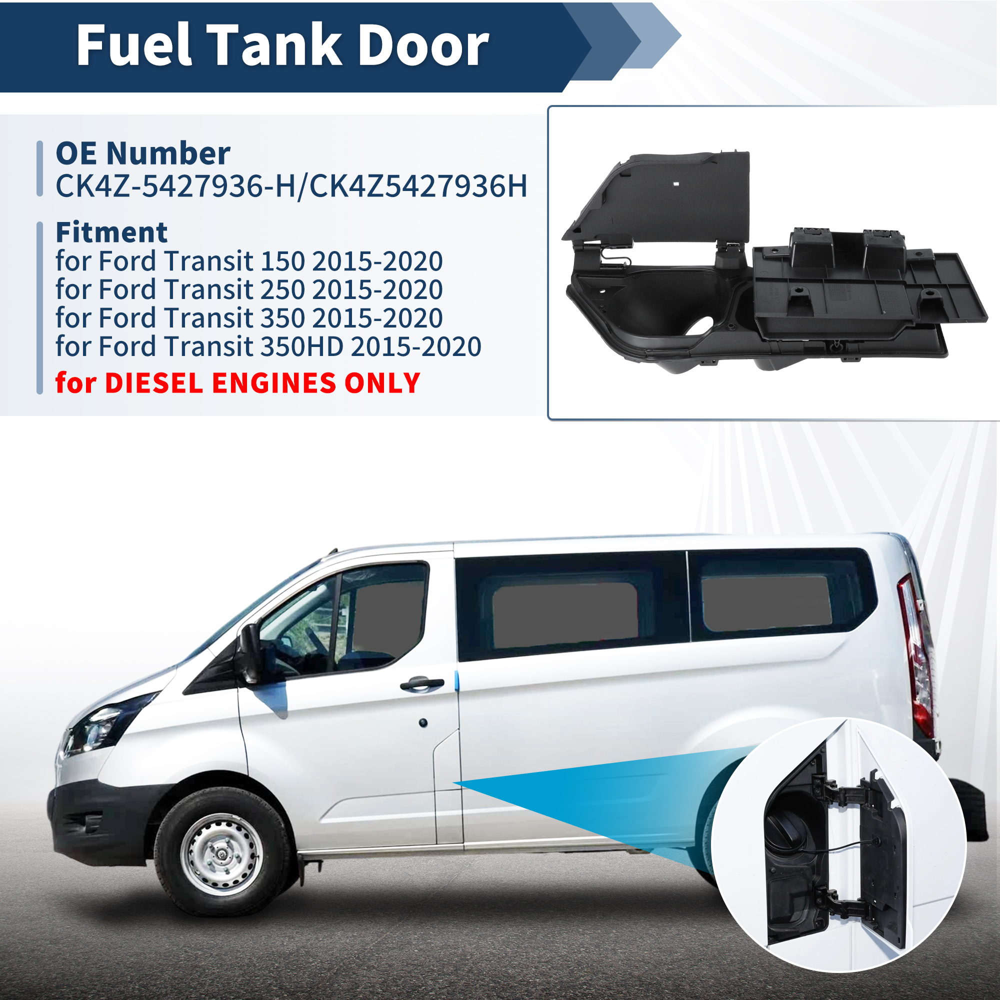 Unique Bargains Fuel Filler Door Housing Pocket Hinge with Cover for Ford Transit Diesel