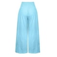 thumbnail image 5 of Yievot Womens Linen Pants XL Light Blue Clearance Women's Loose Wide Leg Pants High Waist Straight Pants Casual Solid Pants, 5 of 6