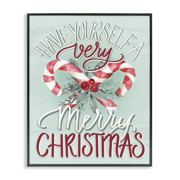 Stupell Industries Very Merry Christmas Holiday Painting Black Framed Art Prints Wall Art, 11 x 14