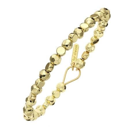 Rhodium Faceted Glass 14 Karat Gold, Rose, Rhodium, or Black 5.5mm Faceted Bead and Round Disc Beaded Bracelet ()